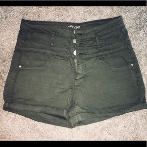 Olive green high waisted shorts